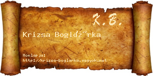 Krizsa Boglárka névjegykártya
